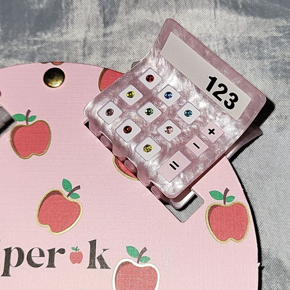 Piper K School Themed Hair Clip Set Brand New Ls Apple School Bus Calculator